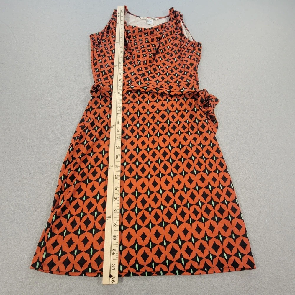 Diane‎ von Furstenberg Silk Dress Geometric Print Cowl Neck Orange Black Women 0